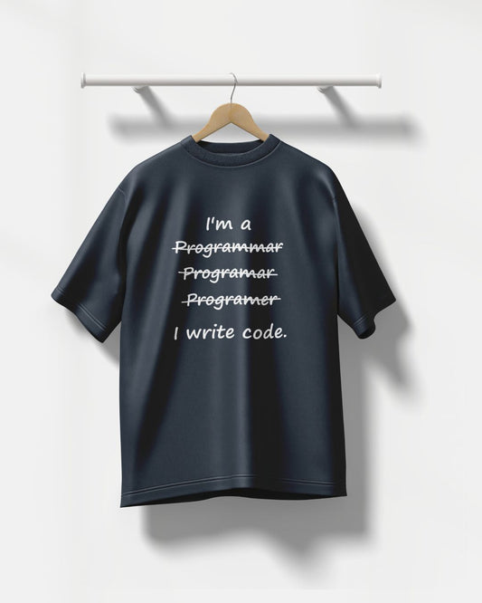 I Am A Programmer Navy Blue Oversized T Shirt