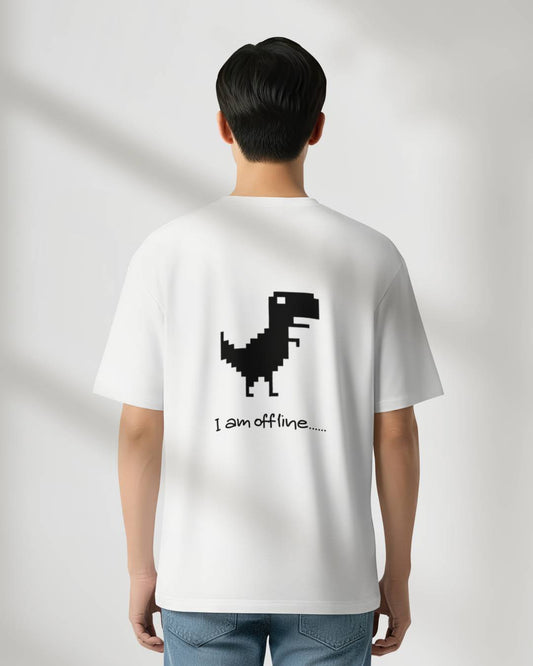 I Am Offline Pixel Dinosaur Oversized T-shirt