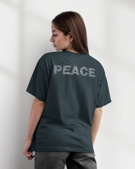 Peace Portmanteau Print Oversized Grey
